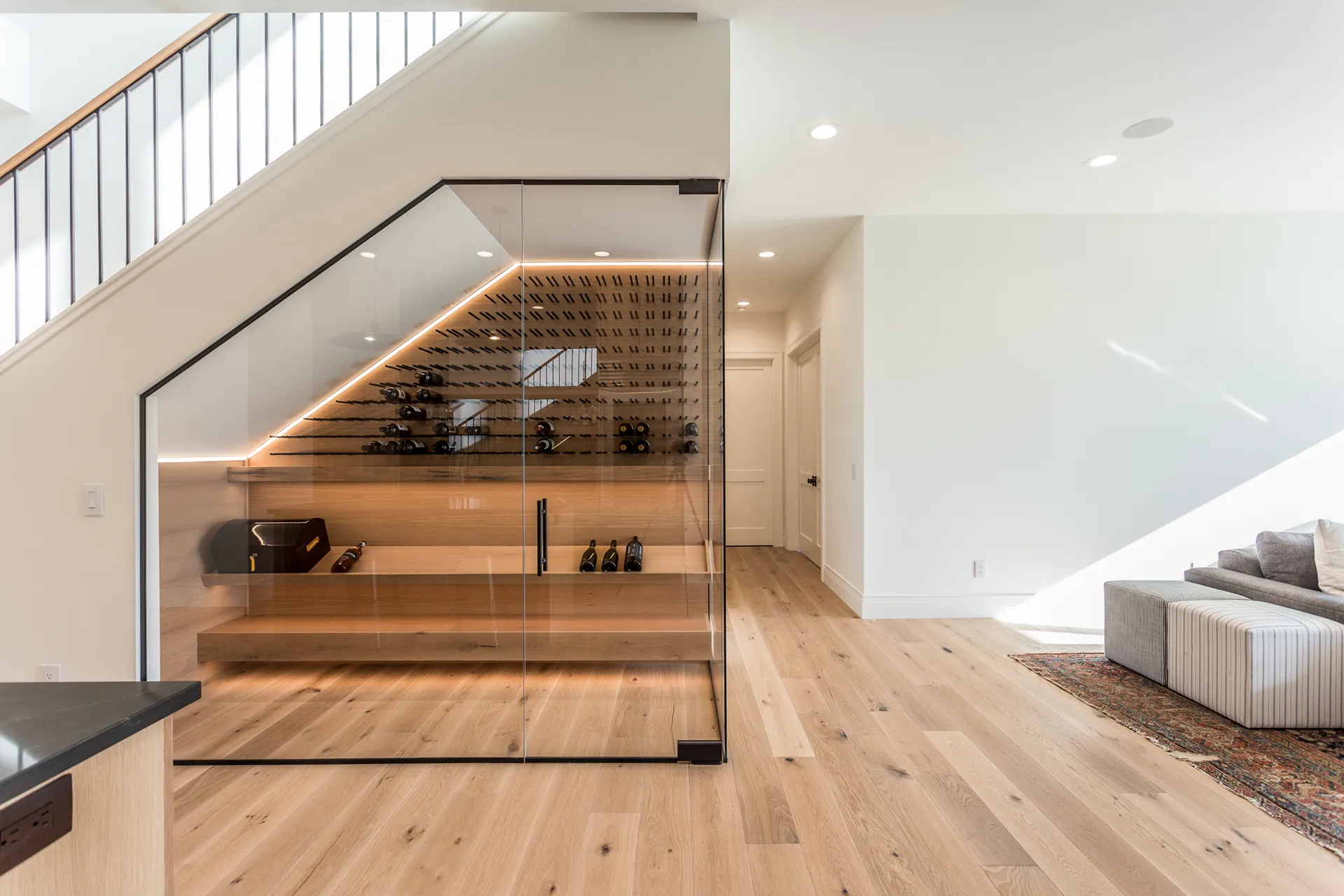 Custom wine storage in a home designed and built by Deffenbaugh Homes