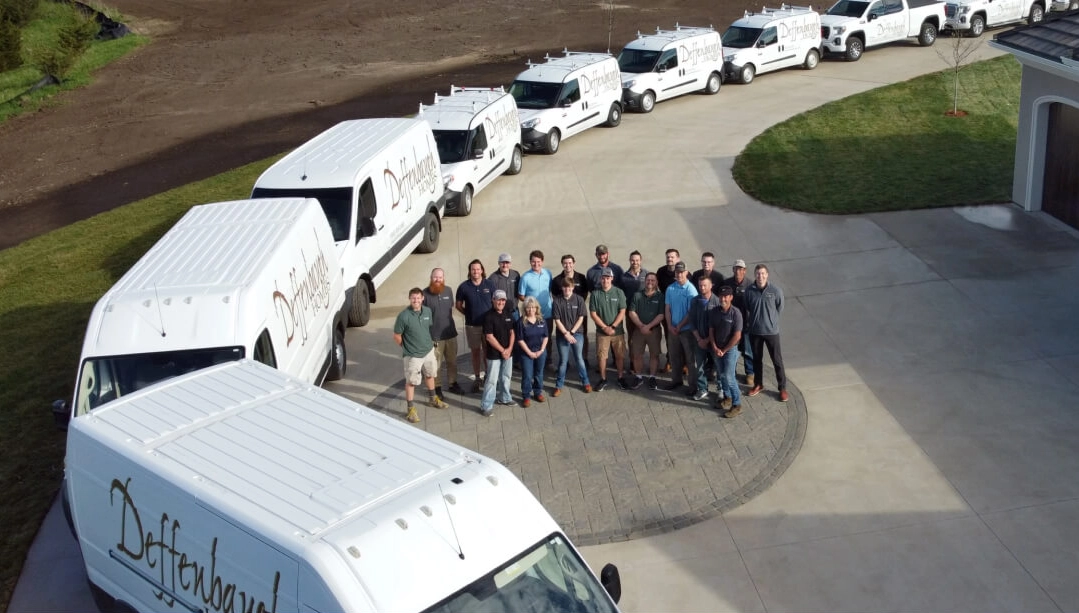 Trucks encircling the Deffenbaugh team